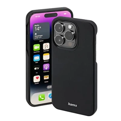 Abbildung von Hama Hülle für Apple iPhone 14 Pro (Handyhülle schützt vor Stößen, Kratzern und Schmutz, elegantes Case aus Kunstleder) schwarz