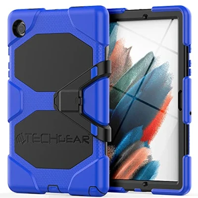 Abbildung von TECHGEAR G Shock Hülle Kompatibel mit Samsung Galaxy Tab A8 10.5 2021 (SM X200/SM X205) Stoßfest Robuste Schutzhülle abnehmbaren Ständer &amp; eingebauter Bildschirm Schule, Kids, Bauherr Orange
