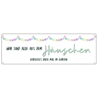 Abbildung von Interluxe METALLSCHILD Blechschild WIR SIND ALLE AUS DEM HÄUSCHEN Garten Hinweis Wetterfest