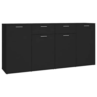 Abbildung von vidaXL Sideboard mit 4 Türen 2 Schubladen Kommode Anrichte Mehrzweckschrank Beistellschrank Schrank Standschrank Schwarz 160x36x75cm Holzwerkstoff