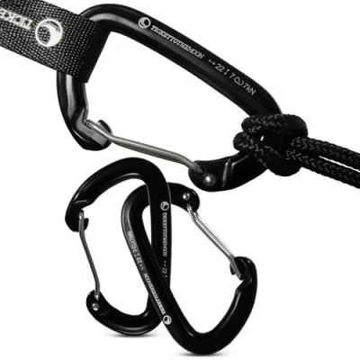 Abbildung von Ticket to the Moon Fair Trade 2er Pack Hochwertige Karabiner Haken 22kN ( 2.240kg) für Hängematte, Camping, Wandern, Angeln