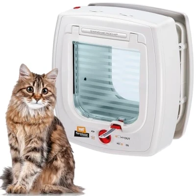 Abbildung von Ferplast Tierklappe Swing Microchip Katzenklappe 22,5 x 16,2 25,2 cm weiß