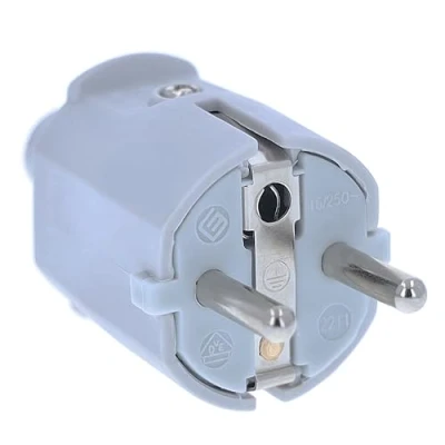 Abbildung von as Schwabe PVC Stecker Schutzkontaktstecker mit doppeltem Schutzkontakt Anschluss Leitungen bis max. 1,5mm² 230V 16A IP20 Grau, 62220