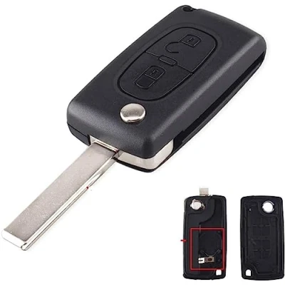 Abbildung von Schlüsselgehäuse, kompatibel mit Citroen C2 C3 C4 C5 C6 C8 Xsara Picasso Berlingo Peugeot 207 307 308 407 408 3008 5008 Partner 807 1007 Fiat Ulysse (2 Tasten Citroen,