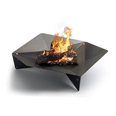 Abbildung von höfats TRIPLE 120 Feuerschale Design Feuerstelle und Grill für Terrasse Garten Corten Stahl mit Rost Optik