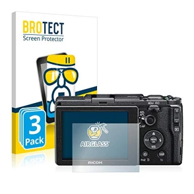 Abbildung von BROTECT Schutzglas für Ricoh GR II 2015 (3 Stück) Schutzfolie Panzer Folie Glas [Extrem Kratzfest 9H, Anti Fingerprint, Ultra Transparent]