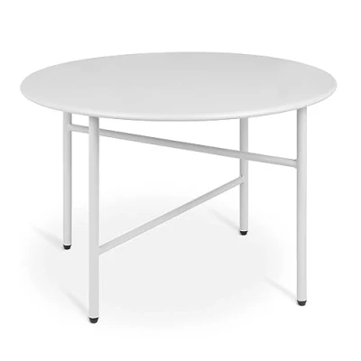 Abbildung von bomoe Runder Beistelltisch Metall Weiß Ø 53 cm Tischplatte Kratzfest Stabiler Wohnzimmer Couchtisch Leicht In &amp; Outdoor Gartentisch Balkon Tisch Terrasse Nachttisch Bett Schlafzimmer Finn