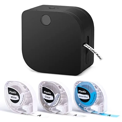 Abbildung von Phomemo P12 Beschriftungsgerät Set mit 3 Rollen verschiedenfarbiger Etiketten, Thermo Etikettiergerät Selbstklebend, Etikettendrucker Bluetooth für Zuhause, Büro, Labeldrucker iOS &amp; Android