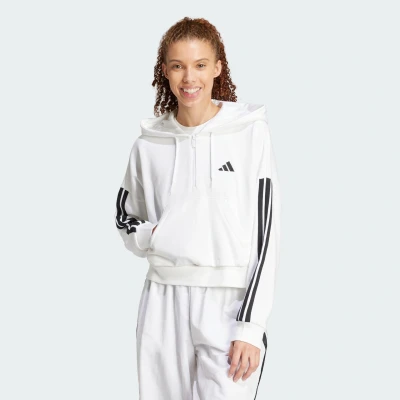 Abbildung von adidas Sportswear Essentials 3 Stripes Quarter Kapuzenpullover White black, Damen, Größe: Small, black