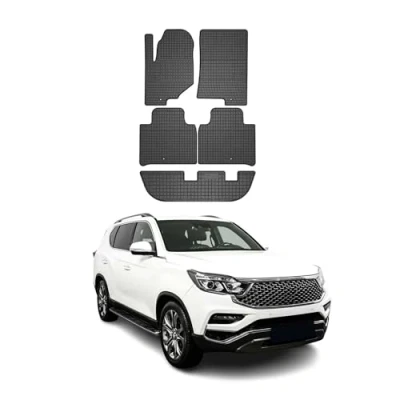 Abbildung von OMAC Gummi Fußmatten kompatibel mit SsangYong Rexton 2017 2024 Automatten Schwarz 5X