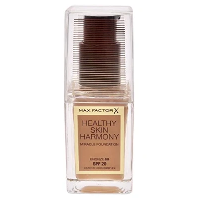 Abbildung von Max Factor Healthy Skin Harmony Foundation Bronze 80 Flüssig Make up für die perfekte Grundierung Feuchtigkeitsspendend Haut 1 x 30 ml