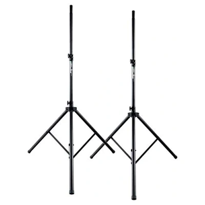 Abbildung von Pronomic SPS 3A Boxenstativ 2er Set 2x Boxenständer aus Aluminium extra große Standfläche Sicherungssplint ausziehbar von ca. 135 220 cm bis 50 kg belastbar schwarz