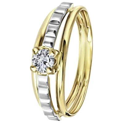 Abbildung von Lucardi Damen Plattierter Ring Schmuck Geschenke für Frauen Gold Silber