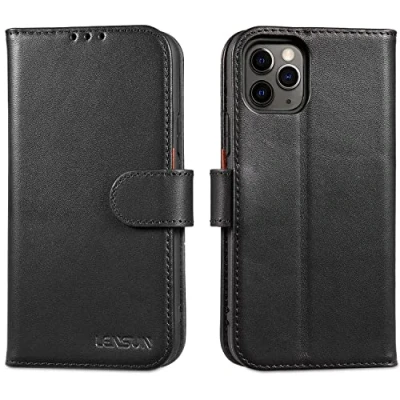 Abbildung von LENSUN Echtleder Hülle für iPhone 11 Pro, Handyhülle [Echtes Leder][Magnetverschluss][RFID Schutz] Handytasche Lederhülle Kompatibel mit Pro Schwarz