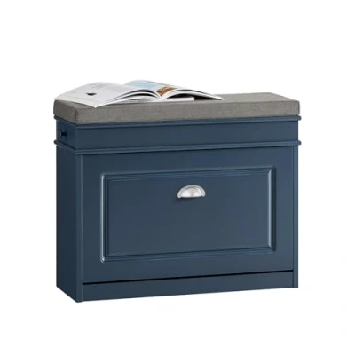 Abbildung von SoBuy Schuhkipper Schuhschrank mit Klappe Schuhbank Sitzkissen Schuhkommode Sitzbank Blau BHT ca. 75x52x24cm FSR82 L B