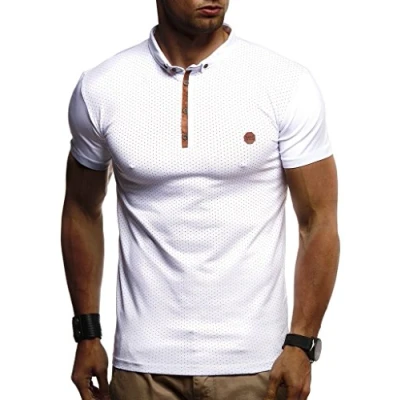 Abbildung von Leif Nelson Sommer Kragen Casual Kurzarm Stretch Poloshirt, Herren, Größe: Medium, Weiß