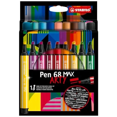 Abbildung von Premium Filzstift mit dicker Keilspitze STABILO Pen 68 MAX ARTY 18er Pack 18 verschiedenen Farben