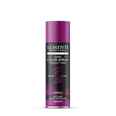 Abbildung von LORENTI TOKYO &amp; SEOUL Color Haarspray Purple 150ml Haar Farb Spray zum Verkleiden Schminken für Karneval, Fasching, Halloween Motto Party Haarfarbe Auswaschbar Hair