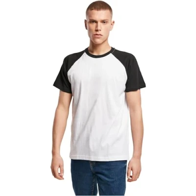 Abbildung von Build Your Brand Herren BY007 Raglan Contrast Tee T Shirt, White/Black, XL