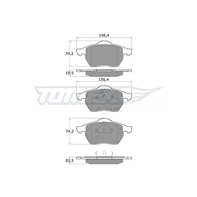 Abbildung von TOMEX brakes TX 10 94 Bremsbelagsatz Vorderachse VOLKSWAGEN: Sharan I, Kastenwagen, FORD: Galaxy Mk1 MPV, SEAT: Alhambra I