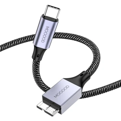 Abbildung von MOGOOD USB C auf Micro 3.0 Kabel (0.5m), Typ zu Festplattenkabel Stecker B Kompatibel Seagate, WD, Toshiba, Portable Externe Festplatte,Kamera und mehr