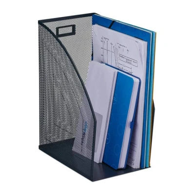 Abbildung von Relaxdays Stehsammler, DIN A4, Mesh Design, HxBxT: 32 x 16 24,5 cm, Büro &amp; Home Office, Stehordner, Metall, anthrazit