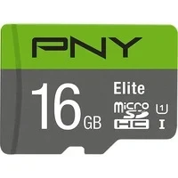 Abbildung von PNY Elite microSDHC Speicherkarte 16GB + SD Adapter, 100MB/s Lesegeschwindigkeit, Klasse 10 UHS I, U1 für Full HD Video, Black and Green