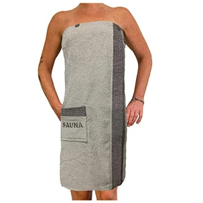 Abbildung von JEMIDI Duschtuch Sauna Frottee Kilt Sarong M XXL Damen/Herren Grau 100% Baumwolle, (1 St)