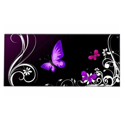 Abbildung von Silent Monsters Mauspad XXL 900 x 400 mm großes Mousepad Schmetterling lila Vernähter Rand rutschfest für Gaming Büro Office Homeoffice Tastatur 90 40 cm groß Mouse Pad Mat alle Maus Arten