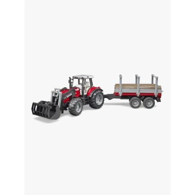 Abbildung von Bruder Traktor MF 7480 + Frontlader Anhänger 1:16