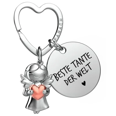 Abbildung von FABACH Beste Tante Schlüsselanhänger Schutzengel Glücksbringer mit Herz und Gravur Geschenke Geschenk Engel Patentante