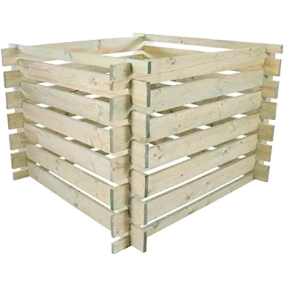 Abbildung von Komposter aus Holz 100x100x70cm, 480l Fassungsvermögen, Stecksystem Bausatz, kesseldruckimprägniert (Modell 2022) Steckkomposter, Holzkomposter, ideal für Ihren Garten