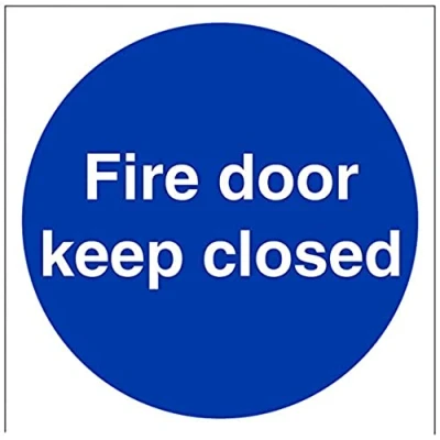 Abbildung von vsafety 18017 am s &quot;FIRE DOOR KEEP geschlossen&quot; Pflicht Schilder, selbstklebendes Vinyl, quadratisch, 150 mm x mm, blau