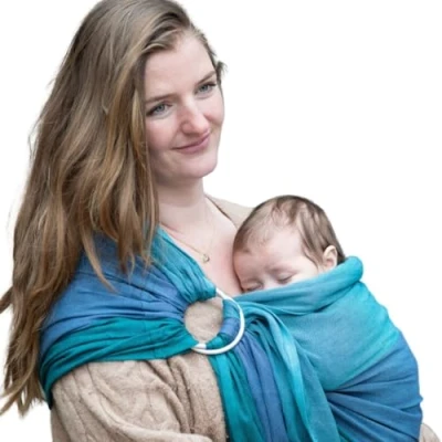 Abbildung von Hoppediz Ring Sling, Baby Tragetuch ab Geburt, 100 % schadstoffgeprüfte Baumwolle, Design Bilbao