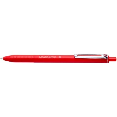 Abbildung von Pentel BX470 B Kugelschreiber IZee, Druckmechanik, Metallclip, 0, 5 mm Strichstärke, 12 Stück, Rot
