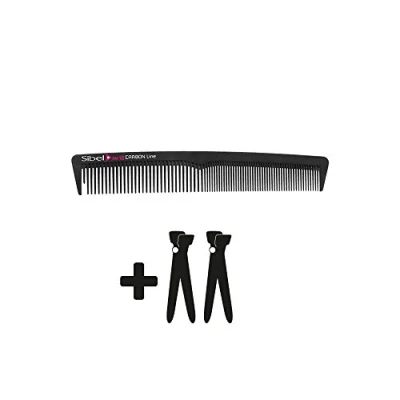 Abbildung von Sibel Carbon Line 18cm Kamm + Haarspangen Ref. 8476002