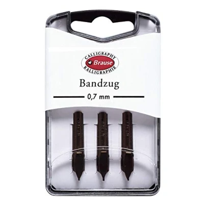 Abbildung von Brause 318007B Box mit 3 Federn aus Metall, Bandzug 0,7 mm, ideal für Kalligraphie, 1