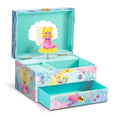 Abbildung von CRAZE MUSIC BOX Mermaid Spieluhr mit Melodie, Mädchen Schmuckkästchen drehender Meerjungfrau, Spiegel &amp; Schublade