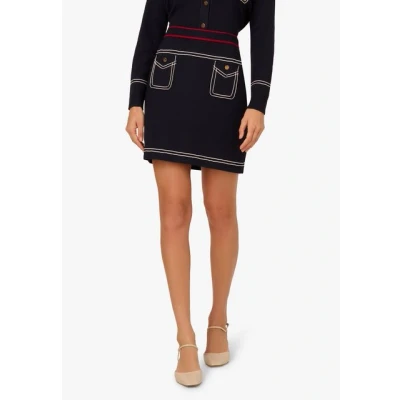 Abbildung von Adrianna Papell Front Patched Pockets Tipping Minirock, Damen, Größe: Medium, Navy red