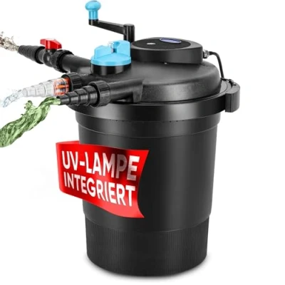 Abbildung von Teicher Teichdruckfilter mit UV Lampe, Teichschwämmen Teich Filteranlage Teichfilter Filterpumpe für Gartenteich &amp; Koi Teiche Druckfilter 10.000 l/h