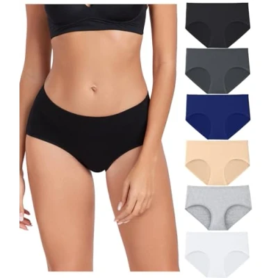 Abbildung von wirarpa Unterhosen Damen Baumwolle Bequeme Unterwäsche Frauen Slips Atmungsaktiv Pantys 6er Pack Schwarz, Grau, Navy, Hellgrau, Weiß, Beige Größe 2XL