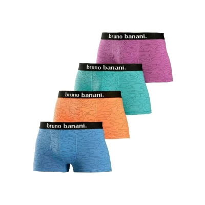 Abbildung von Bruno Banani 4 PACK Panties blau bedruckt orange türkis lila bedruckt, Herren, Größe: Small