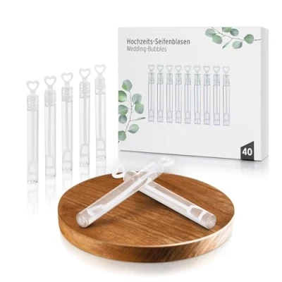 Abbildung von Nordstern Seifenblasenspielzeug Seifenblasen Hochzeit Set 40er Pack mit Herzgriff, Gastgeschenk für Taufe Valentinstag Geburtstag