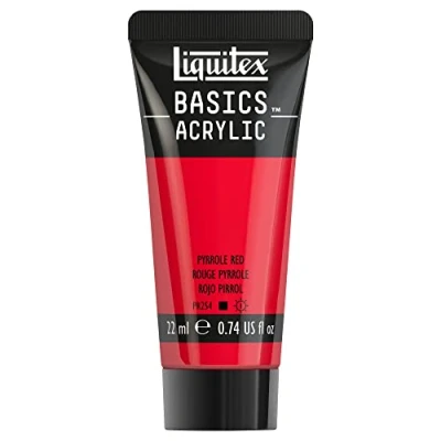 Abbildung von Liquitex 8870491​ Basics Acrylfarbe Pyrrolrot​, 22ml Tube, lichtecht, wasserfest, zum Malen und Dekorieren von Holz, Metall, Keramik, Kunststoff, Leinwand