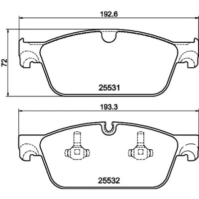 Abbildung von HELLA 8DB 355 020 841 Bremsbelagsatz für Verschleißwarnanzeiger vorbereitet MERCEDES BENZ: GL
