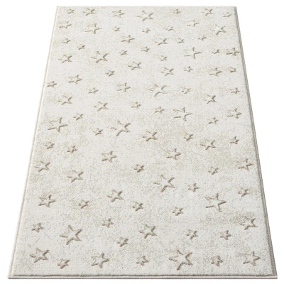 Abbildung von Carpet City Kinderteppich &quot;MARA725&quot;, rechteckig, 11 mm Höhe, Kinderzimmer Teppich Sterne Beige Spielzimmer