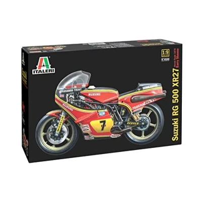 Abbildung von Italeri 4644 1:9 Suzuki RG500 XR27 Team H.B.S. 1978 Modellbau, Bausatz, Standmodellbau, Basteln, Hobby, Kleben, Plastikbausatz, detailgetreu, Mehrfarbig