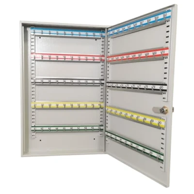 Abbildung von LEOMAR Schlüsselschrank, Schlüsselkasten mit 100 Haken, Schlüsselbox aus Stahlblech, Verstellbaren Hakenleisten, Organizer zur Wandbefestigung, Abschließbar, Montagematerial, 6 x 35 52 cm