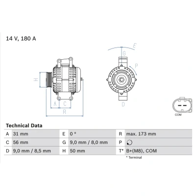 Abbildung von BOSCH 0 986 047 670 Lichtmaschine 14V 180A MERCEDES BENZ: E Klasse Cabrio, Limousine, T modell