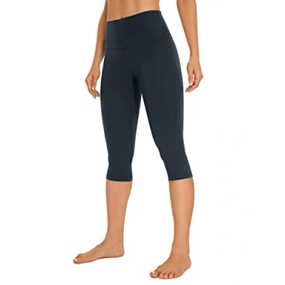 Abbildung von CRZ Yoga Butterluxe Damen High Waist 3/4 Leggings Capri Blickdicht Sport Fitness Sommer Sporthose 43cm Echte Marine 44